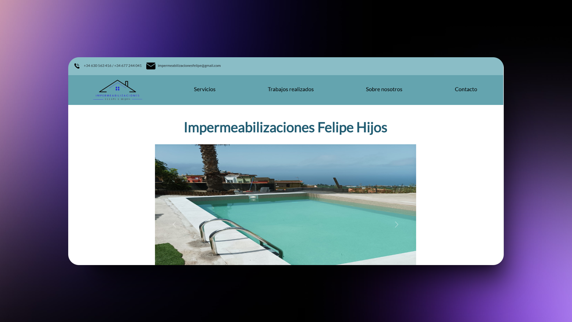 Captura de pantalla del proyecto Impermeabilizaciones Felipe Hijos