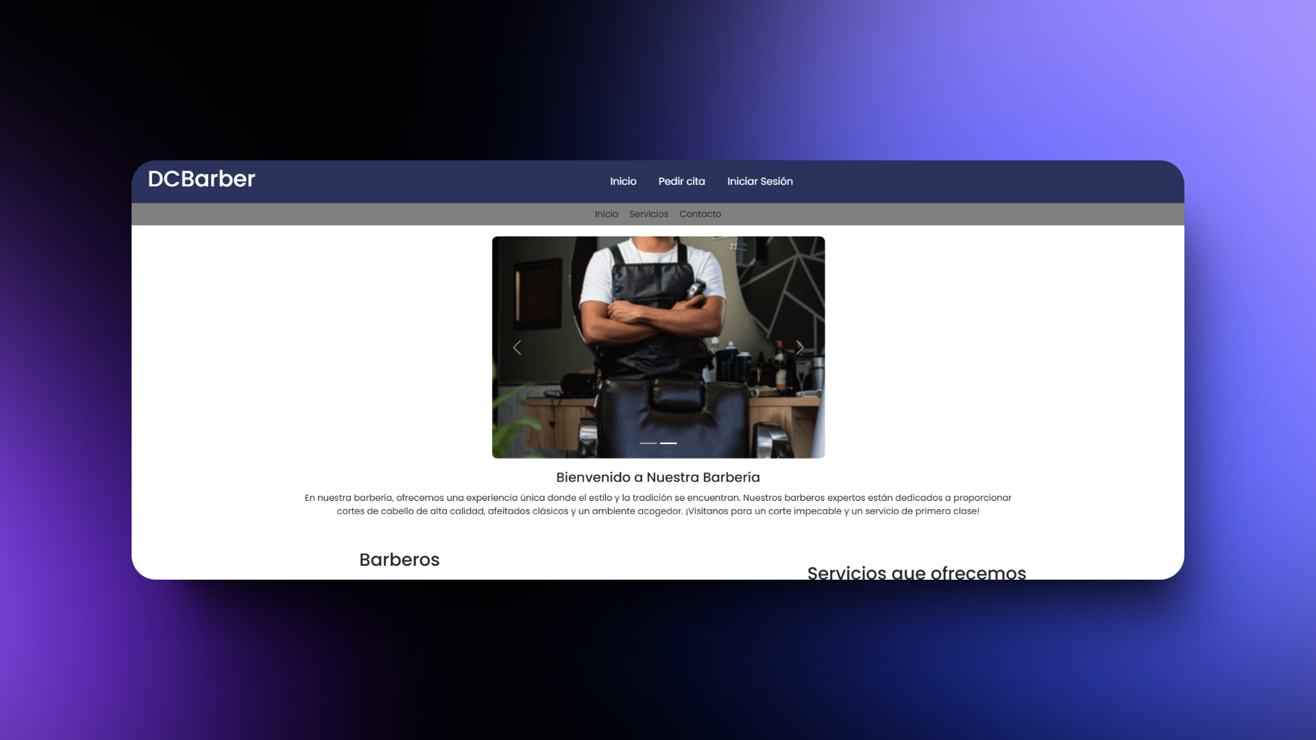 Captura de pantalla del proyecto Mi barbería